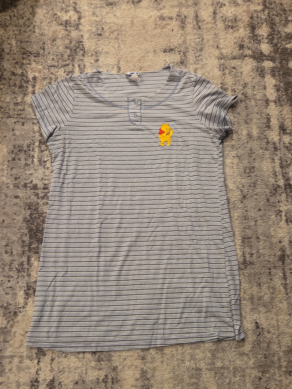 Vintage Disney Winnie The Pooh Striped Sleep Shirt Night Dress Womens Medium